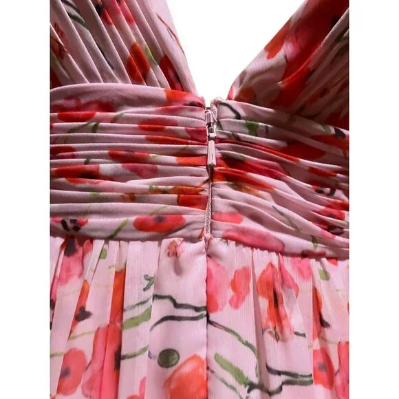 Mac Duggal Ieena Floral Gown 6 Backless Plunge Tiered Ruffled Coquette Twee - Picture 8 of 14